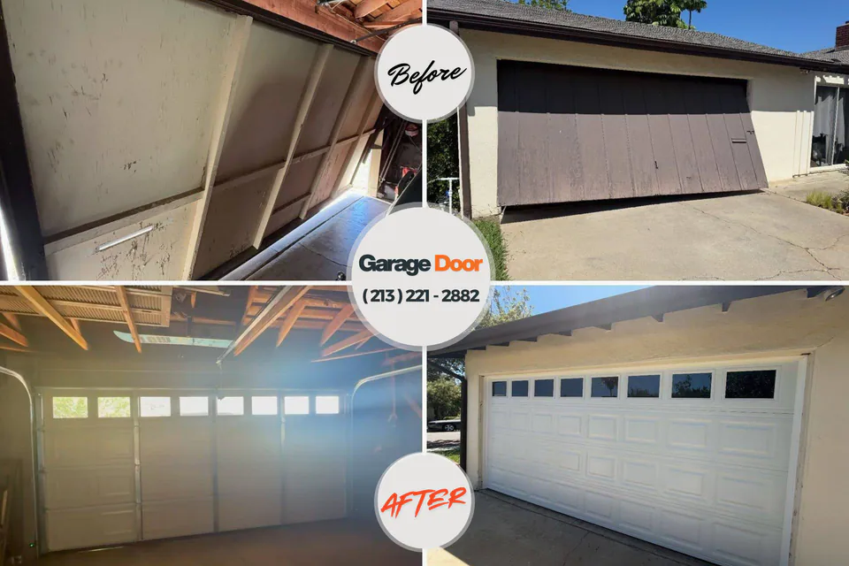 Before and after: garage door repair Parkside, PA